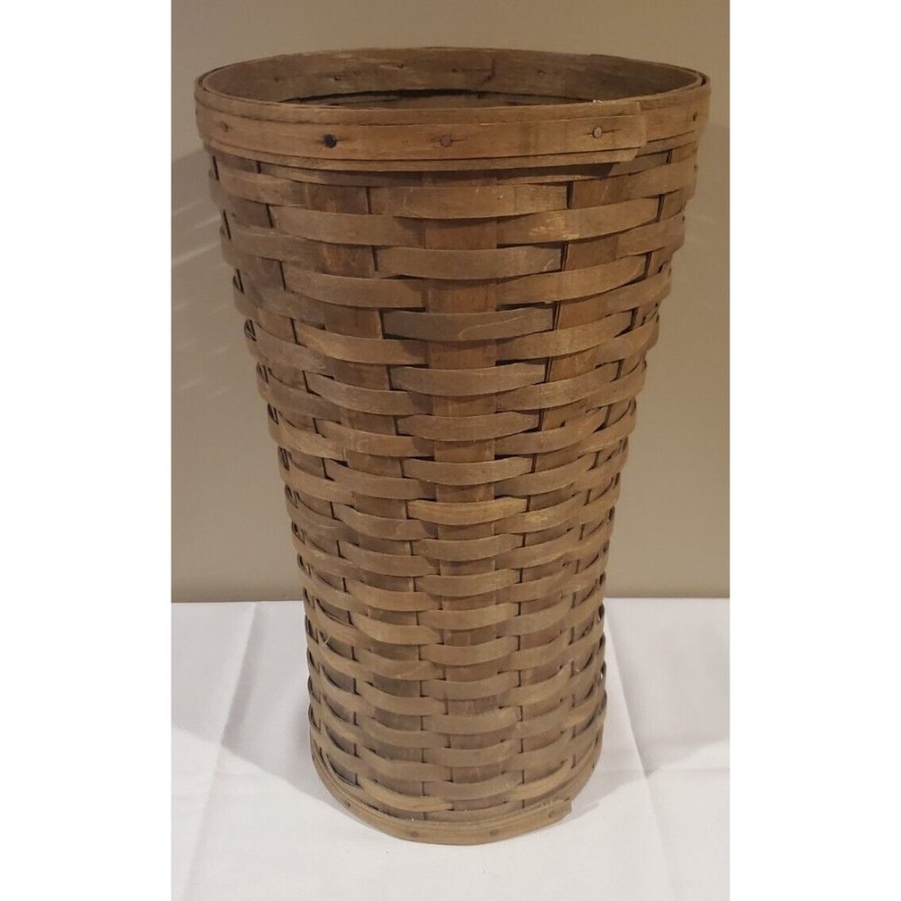 Vintage 1983 Handwoven Longaberger Umbrella Basket, Signed LMH